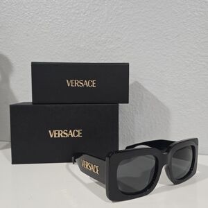 Versace Black Logo Accent Square Sunglasses